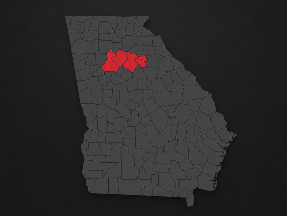 Service area map of Greater Atlanta counties