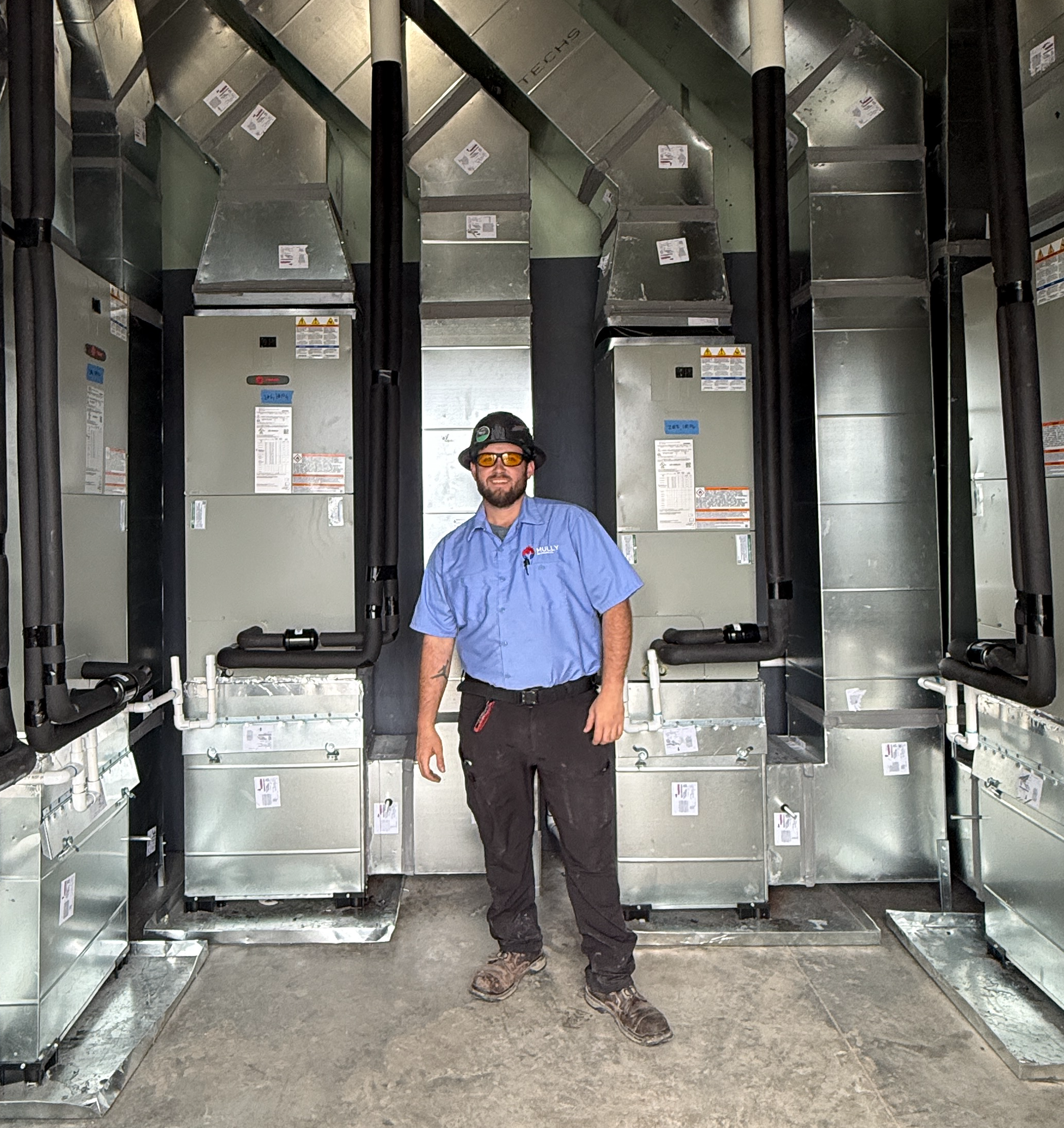 Wall-mounted mini-split installed on a new construction job